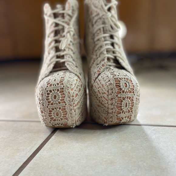 Jeffrey Campbell Lita Women's Platform Lace Up Ankle Boots Size 8 - Picture 9 of 15